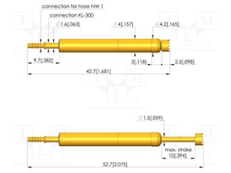 Test needle; Spring compression: 6mm; 10mm; 2A; steel; gold-plated