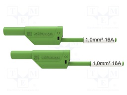 Test lead; 16A; banana plug 4mm,both sides; Urated: 1kV; Len: 0.5m