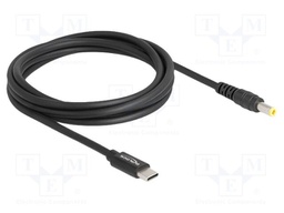 Cable; USB C plug,DC 5,5/2,5 plug; straight; black; 1.5m; black