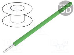Wire; solid; Cu; 30AWG; green; kynar 460 (PVDF); 300V; 50m