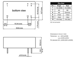 Converter: DC/DC; 10W; Uin: 18÷75V; Uout: 15VDC; Iout: 666mA; DIP16