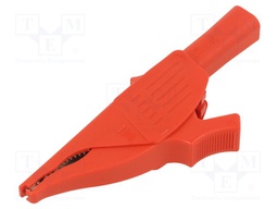 Crocodile clip; 19A; red; Grip capac: max.39.5mm; Socket size: 4mm