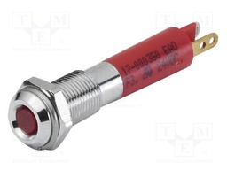 Indicator: LED; flat; red; 24VDC; 24VAC; Ø6mm; connectors 2,0x0,5mm
