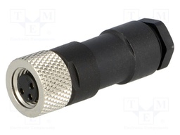 Connector: M8; female; PIN: 3; straight; for cable; plug; 4A; 60V