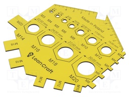 Size gauge; nuts,screws; yellow; Thread: M3÷M20