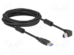 Cable; USB A plug,USB B plug 90° left/right; gold-plated; 5m