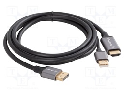 Cable; DisplayPort plug,HDMI plug,USB A plug; PVC; 1.8m; black