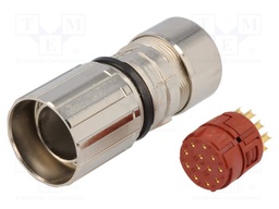 Connector: M23; plug; PIN: 12; female; soldering; for cable; 7A; IP68