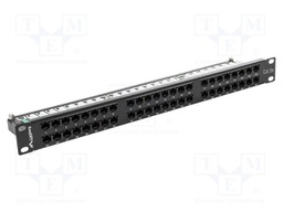Patch panel; black; Number of ports: 48; Cat: 5e; RJ45 socket x48