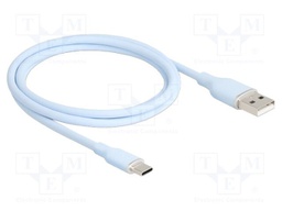 Cable; USB 2.0; USB A plug,USB C plug; gold-plated; 1m; blue; 3A