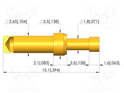 Test needle; Spring compression: 2.8mm; 3.5mm; 8A; CuBe; Ø: 2.3mm