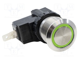 Switch: vandal resistant; SPDT; 15A/250VAC; IP67; ON-ON; green; 3V