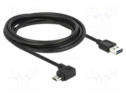 Cable; USB 2.0; gold-plated; 3m; black; 24AWG,28AWG; 480Mbps