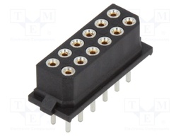 PCB Receptacle, Board-to-Board, Wire-to-Board, 2 mm, 2 Rows, 12 Contacts, Through Hole Mount