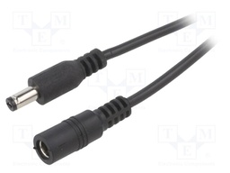 Cable; DC 5,5/2,1 plug,DC 5,5/2,1 socket; straight; 0.5mm2; 1m