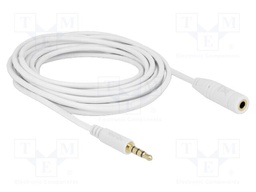 Cable; Jack 3.5mm 4pin socket,Jack 3,5mm 4pin plug; 5m; white