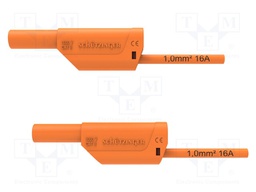 Test lead; 16A; banana plug 4mm,both sides; Urated: 1kV; Len: 0.5m