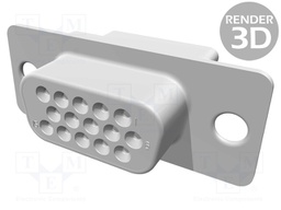 D-Sub HD; PIN: 15; female; for cable; Type: w/o contacts