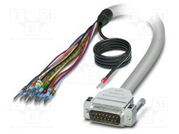 Cable; D-Sub 15pin plug,wires; PVC; Len: 4m; grey; Core: Cu; IP54