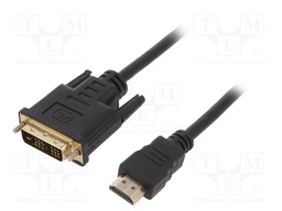 Cable; DVI-D (18+1) plug,HDMI plug; 3m; black; 30AWG