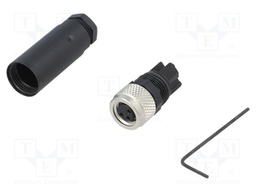 Connector: M8; female; PIN: 3; straight; for cable; plug; 4A; 60V