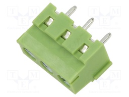 PCB terminal block; angled 90°; 5mm; ways: 3; on PCBs; terminal