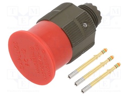 Connector: circular; D38999 series III; plug; female; PIN: 3; 7.5A