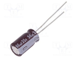 Capacitor: electrolytic; low impedance; THT; 56uF; 35VDC; ±20%