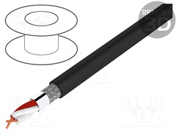 Wire: microphone cable; black; Cu; PVC; -30÷70°C; Ø6.7mm; shielded