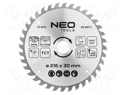 Circular saw; Ø: 216mm; Teeth: 36; cemented carbide; Øhole: 30mm