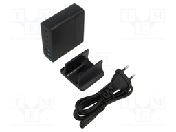 Power supply: switching; desktop,mains; 5VDC,; 3A; 75W; black; GaN