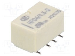 Relay: electromagnetic; DPDT; Ucoil: 4.5VDC; 0.5A/125VAC; 2A/30VDC