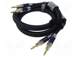 Cable; banana plug x2,both sides; 3m; Plating: gold-plated; black