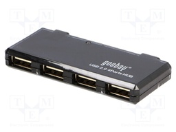 Hub USB; USB 1.1,USB 2.0; black; Number of ports: 4; 480Mbps; 0.4m