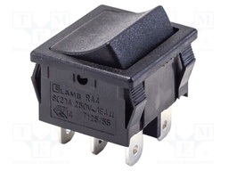 ROCKER; DP3T; Pos: 3; ON-OFF-ON; 6A/250VAC; black; Rcont max: 35mΩ