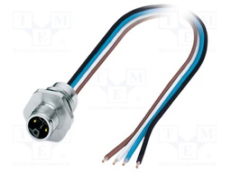 Connector: M12; socket; PIN: 4; male; straight; cables; 1m