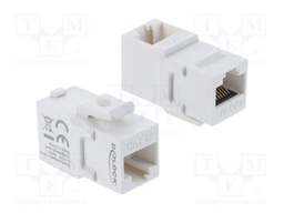 RJ 45 coupler; Keystone,angled; RJ45 socket,both sides; white