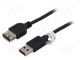 Cable; USB 2.0; USB A socket,USB A plug; 1.8m; black; Core: Cu