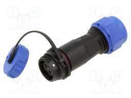 Connector: circular; plug; female; PIN: 2; IP68; SP13; for cable