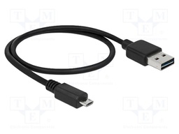 Cable; USB 2.0; USB A plug double sided,USB B micro plug; 500mm