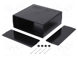 Enclosure: with panel; vented; X: 218mm; Y: 237mm; Z: 92mm; ABS; black