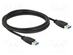 Cable; USB A plug,both sides; gold-plated; 1.5m; black; Cu; 5Gbps