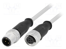 Cable: for sensors/automation; PIN: 4; M12-M12; 7.5m; plug; plug