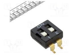 Switch: DIP-SWITCH; Poles number: 2; OFF-ON; 0.025A/24VDC; Pos: 2