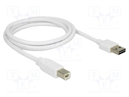 Cable; USB 2.0; USB A plug double sided,USB B plug; 1m; white