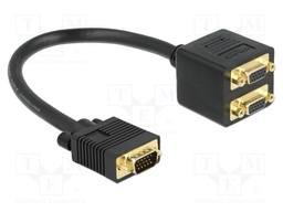 Splitter; VGA female x2,VGA male; 0.2m; black; black