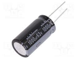 Capacitor: electrolytic; THT; 1000uF; 63VDC; Ø18x35.5mm; ±20%