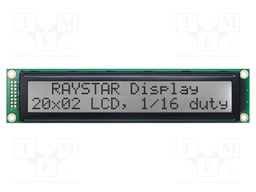 Display: LCD; alphanumeric; FSTN Positive; 20x2; black; LED; PIN: 16