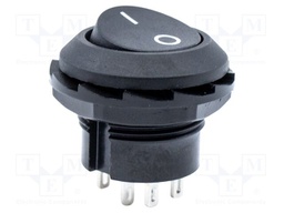ROCKER; DPDT; Pos: 2; ON-ON; 6A/250VAC; black; none; Rcont max: 50mΩ