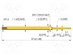 Test needle; Spring compression: 4mm; 5mm; 5A; CuBe; gold-plated